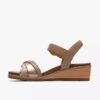 Dames Kacha Twist Taupe combinatielederen Wedges van ons