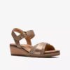 Dames Kacha Twist Taupe combinatielederen Wedges van ons