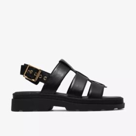 Dames Orinoco3 platte sandalen met riempjes van zwart leer