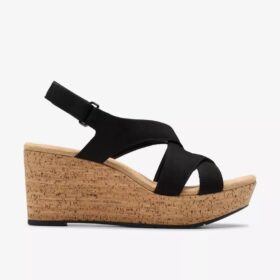 Dames Rose Style zwarte nubuck Wedges
