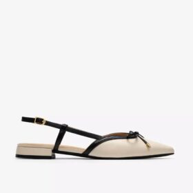 Dames Sensa15 Bow crèmekleurige leren Slingbacks Dames Sensa15 Bow crèmekleurige leren Slingbacks
