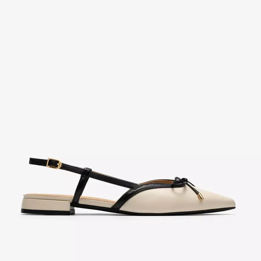Dames Sensa15 Bow crèmekleurige leren Slingbacks Dames Sensa15 Bow crèmekleurige leren Slingbacks