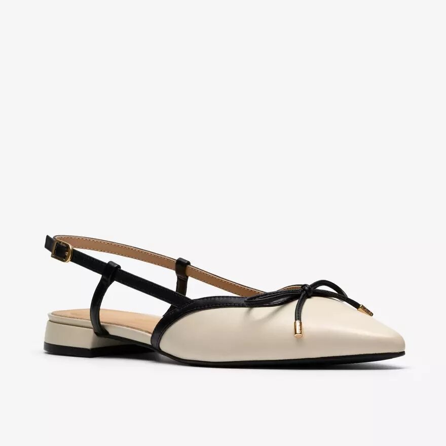 Dames Sensa15 Bow crèmekleurige leren Slingbacks Dames Sensa15 Bow crèmekleurige leren Slingbacks