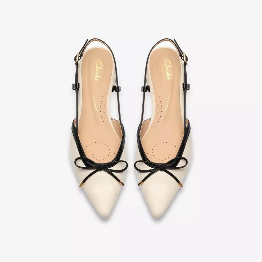 Dames Sensa15 Bow crèmekleurige leren Slingbacks Dames Sensa15 Bow crèmekleurige leren Slingbacks