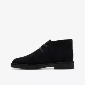 Desert Boot voor jongens, oudere modellen, zwarte suède enkellaarsjes, VS