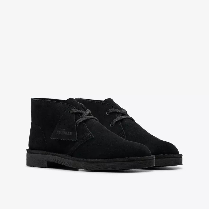 Desert Boot voor jongens, oudere modellen, zwarte suède enkellaarsjes, VS Desert Boot voor jongens, oudere modellen, zwarte suède enkellaarsjes, VS