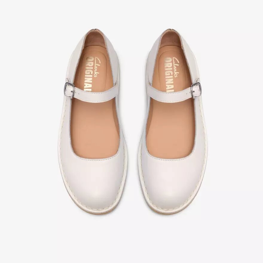 Desert Jane witte leren Mary Janes voor dames Desert Jane witte leren Mary Janes voor dames