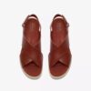Diaz Cross Wedges met sleehak voor dames in gebrand oranje leer