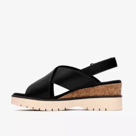 Diaz Cross zwarte leren Wedges voor dames