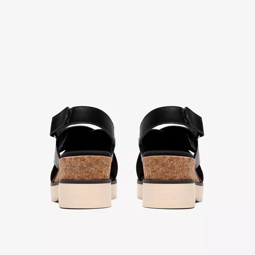 Diaz Cross zwarte leren Wedges voor dames Diaz Cross zwarte leren Wedges voor dames