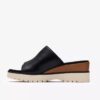 Diaz-slippers voor dames, zwarte leren Wedges, VS Diaz-slippers voor dames, zwarte leren Wedges, VS