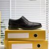 Dresslite Cap heren-Oxfords van zwart leer