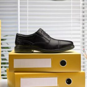 Dresslite Cap heren-Oxfords van zwart leer