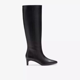Edina Tall zwarte leren kniehoge laarzen voor dames, VS Edina Tall zwarte leren kniehoge laarzen voor dames, VS