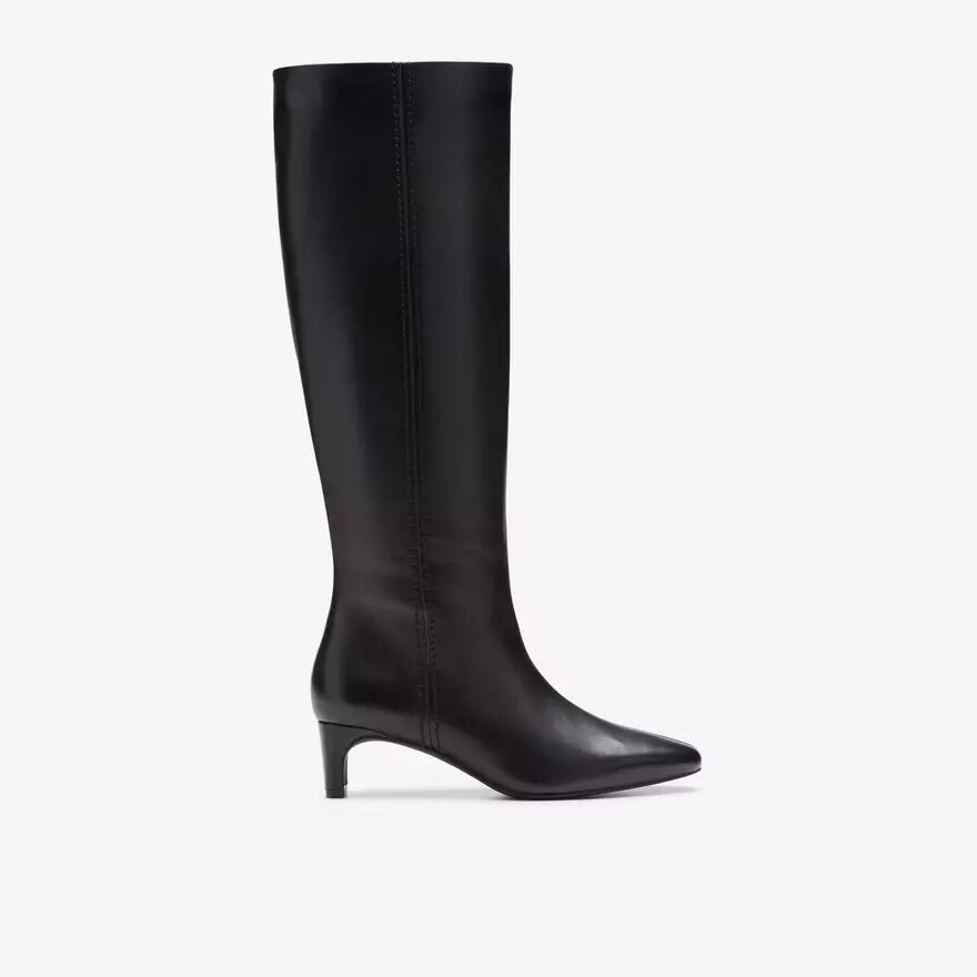 Edina Tall zwarte leren kniehoge laarzen voor dames, VS Edina Tall zwarte leren kniehoge laarzen voor dames, VS