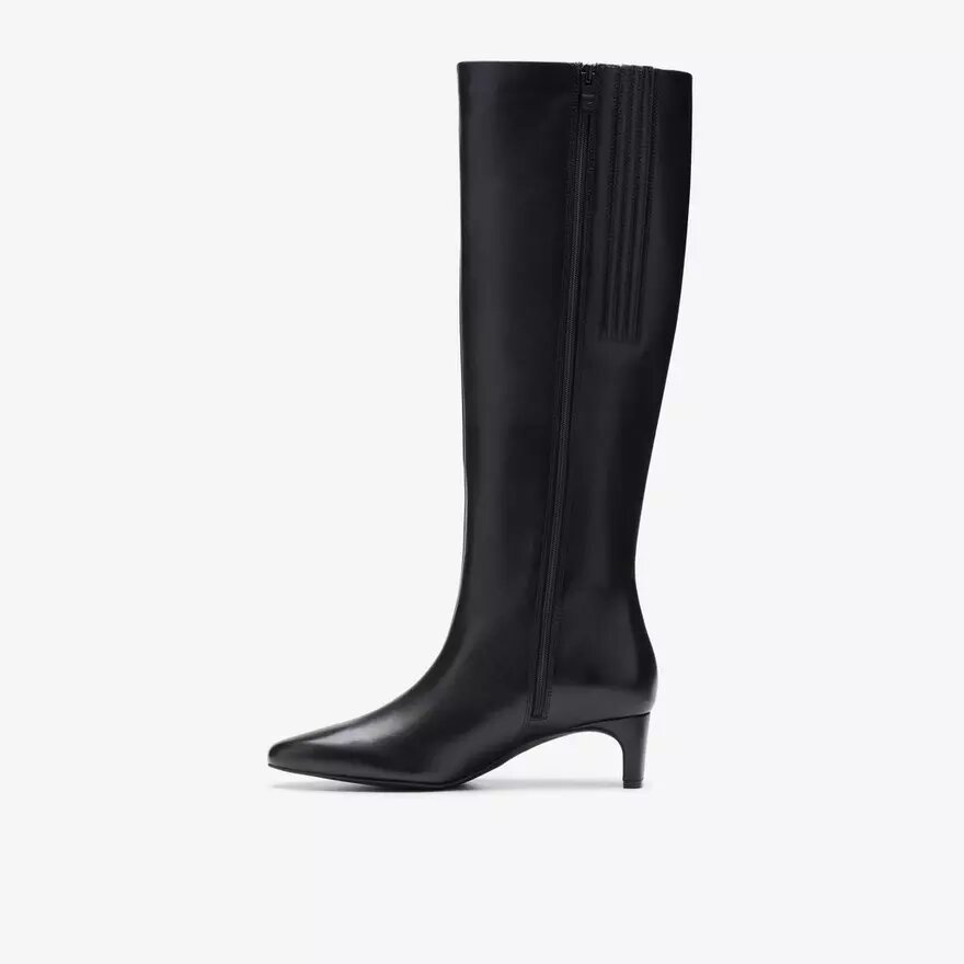 Edina Tall zwarte leren kniehoge laarzen voor dames, VS Edina Tall zwarte leren kniehoge laarzen voor dames, VS