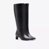 Edina Tall zwarte leren kniehoge laarzen voor dames, VS Edina Tall zwarte leren kniehoge laarzen voor dames, VS