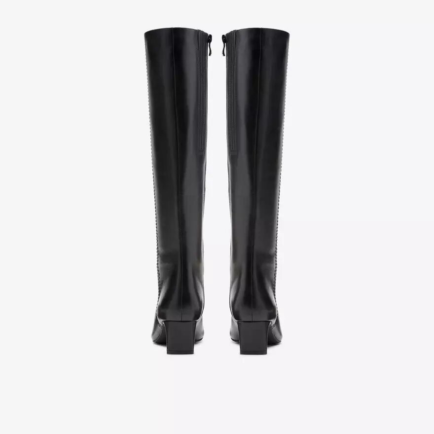 Edina Tall zwarte leren kniehoge laarzen voor dames, VS Edina Tall zwarte leren kniehoge laarzen voor dames, VS