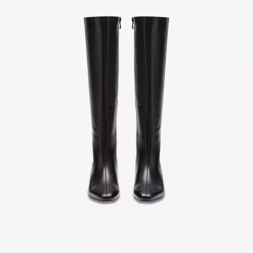 Edina Tall zwarte leren kniehoge laarzen voor dames, VS Edina Tall zwarte leren kniehoge laarzen voor dames, VS