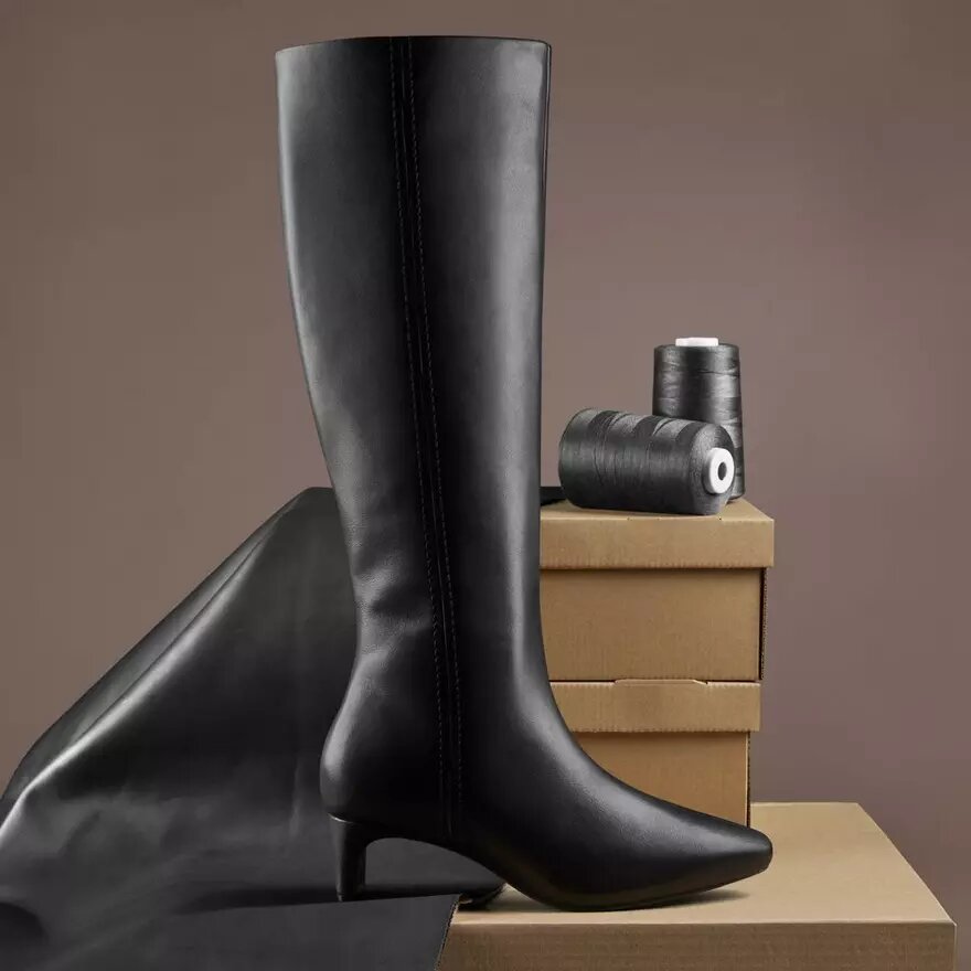 Edina Tall zwarte leren kniehoge laarzen voor dames, VS Edina Tall zwarte leren kniehoge laarzen voor dames, VS