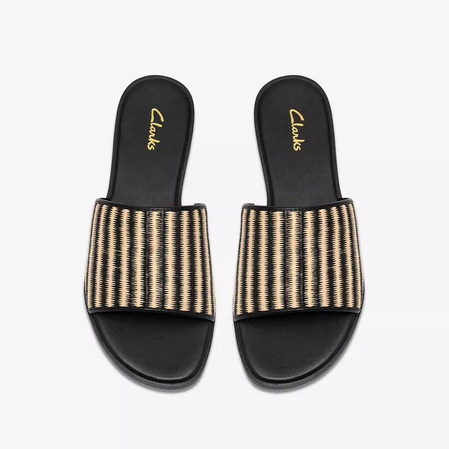 Erisia Strap2 zwarte platte sandalen voor dames Erisia Strap2 zwarte platte sandalen voor dames