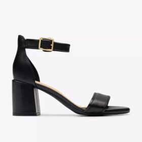 Ezoria Mae zwarte leren Sandalen met hak voor dames