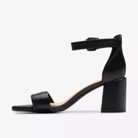 Ezoria Mae zwarte leren Sandalen met hak voor dames