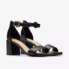 Ezoria Mae zwarte leren Sandalen met hak voor dames