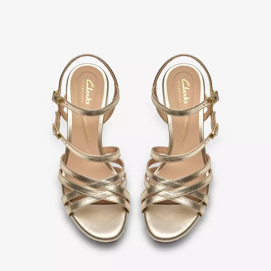 Ezoria-sandalen met bandjes voor dames in zacht goud Ezoria-sandalen met bandjes voor dames in zacht goud