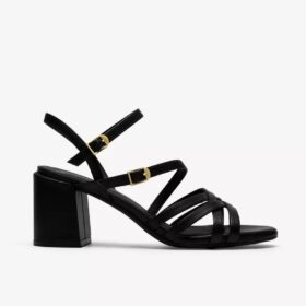 Ezoria-sandalen met bandjes voor dames, zwart leer