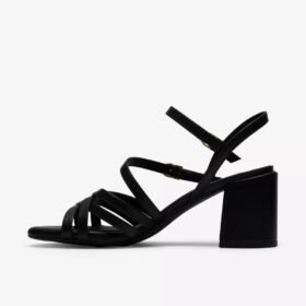 Ezoria-sandalen met bandjes voor dames, zwart leer