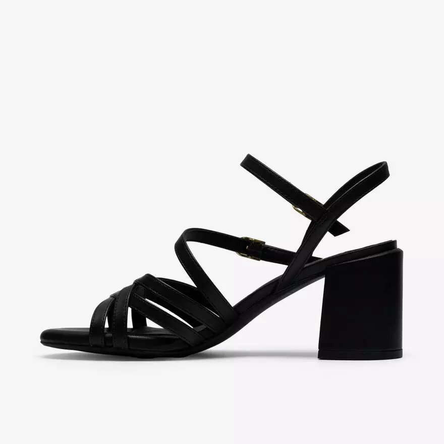 Ezoria-sandalen met bandjes voor dames, zwart leer Ezoria-sandalen met bandjes voor dames, zwart leer