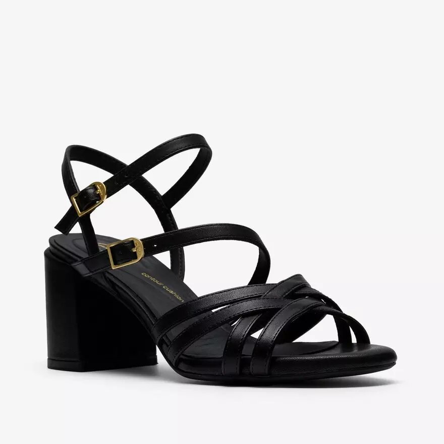 Ezoria-sandalen met bandjes voor dames, zwart leer Ezoria-sandalen met bandjes voor dames, zwart leer