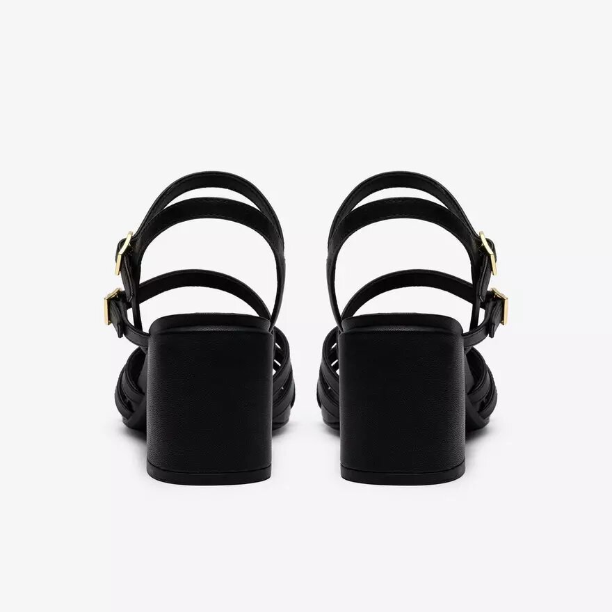 Ezoria-sandalen met bandjes voor dames, zwart leer Ezoria-sandalen met bandjes voor dames, zwart leer