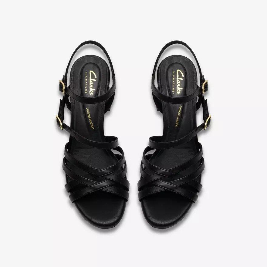 Ezoria-sandalen met bandjes voor dames, zwart leer Ezoria-sandalen met bandjes voor dames, zwart leer