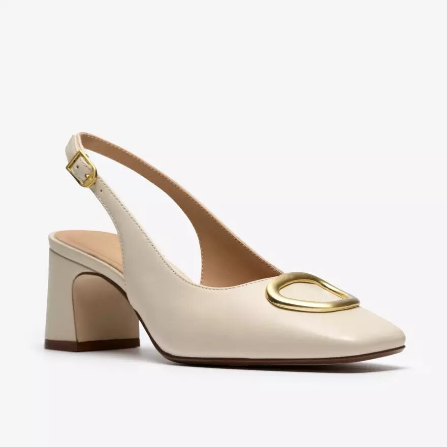 Fernie Sling crèmekleurige leren schoenen voor dames Fernie Sling crèmekleurige leren schoenen voor dames