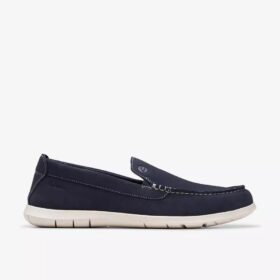 Flexway Step herenloafers van marineblauw suède, zomerse Slip-ons
