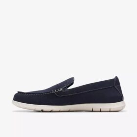 Flexway Step herenloafers van marineblauw suède, zomerse Slip-ons