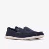 Flexway Step herenloafers van marineblauw suède, zomerse Slip-ons
