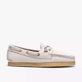 Godney Bootchoenen voor dames van wit generfd leer