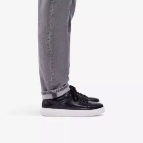 Goswell Tie zwarte leren herensneaker