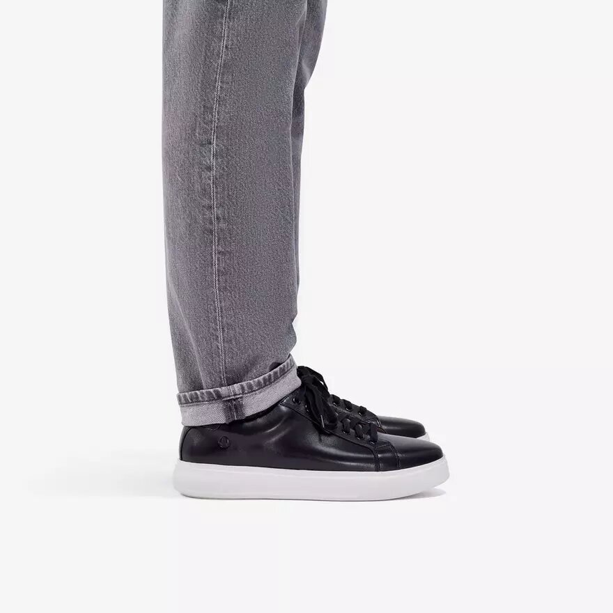 Goswell Tie zwarte leren herensneaker Goswell Tie zwarte leren herensneaker