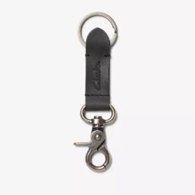 Heren portemonnees van geolied leer met sleutelhanger, zwart
