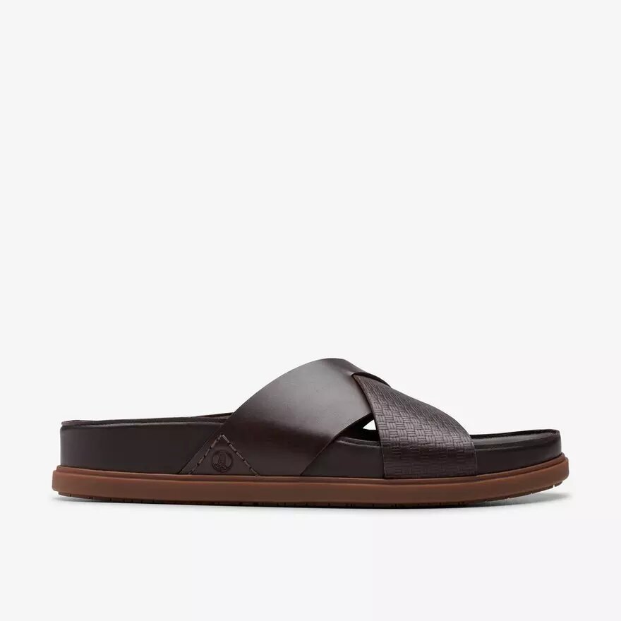 Heren Torford Cross bruine leren platte sandalen Heren Torford Cross bruine leren platte sandalen