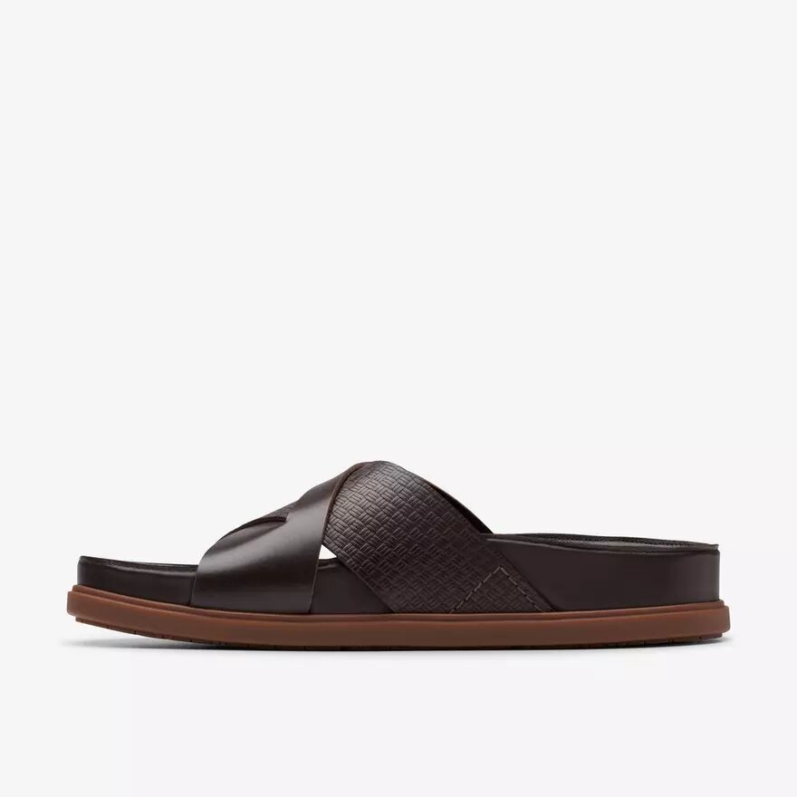 Heren Torford Cross bruine leren platte sandalen Heren Torford Cross bruine leren platte sandalen