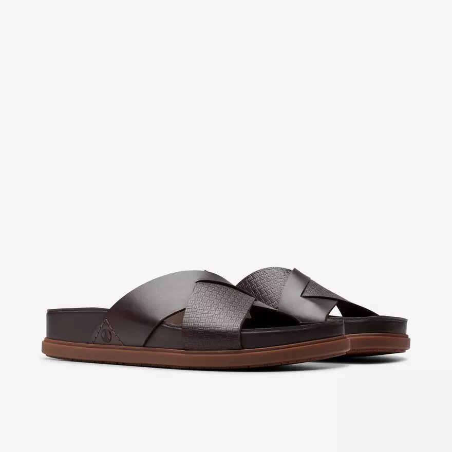 Heren Torford Cross bruine leren platte sandalen Heren Torford Cross bruine leren platte sandalen