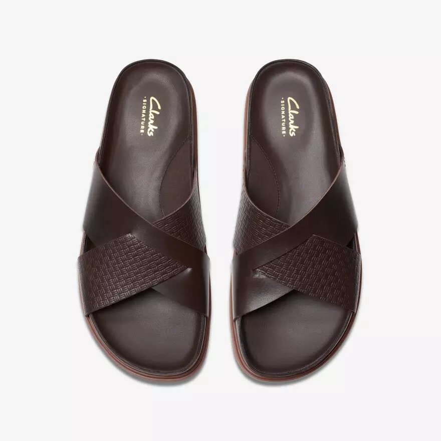 Heren Torford Cross bruine leren platte sandalen Heren Torford Cross bruine leren platte sandalen
