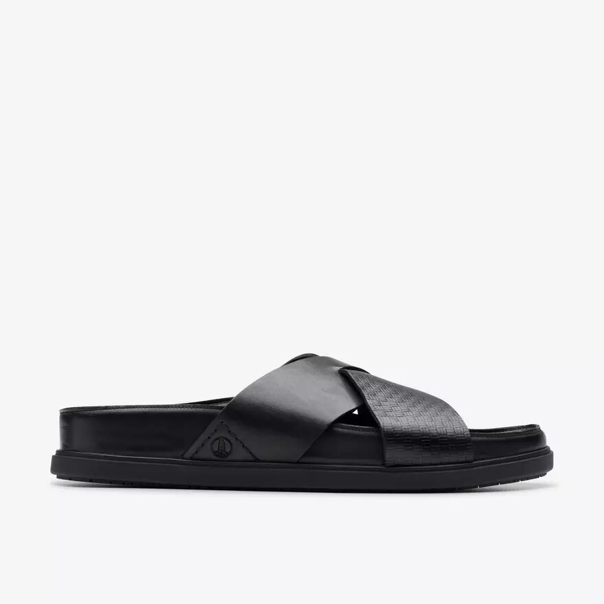 Heren Torford Cross zwarte leren platte sandalen Heren Torford Cross zwarte leren platte sandalen