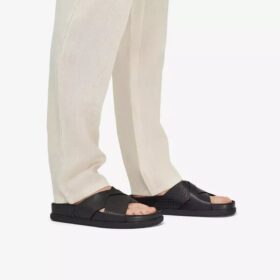 Heren Torford Cross zwarte leren platte sandalen Heren Torford Cross zwarte leren platte sandalen