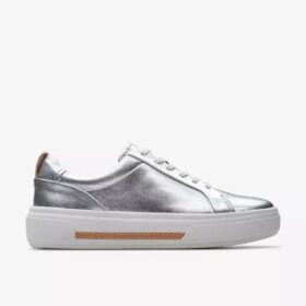 Hollyhock Wandelschoenen zilveren leren Sneakers voor dames